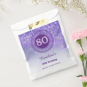 Sachets En Papier Parties scintillant violette chic et cadre pointil