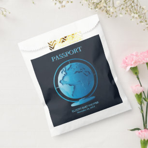 Sachets En Papier Passeport Bébé Voyage Globe Bleu Baby Shower