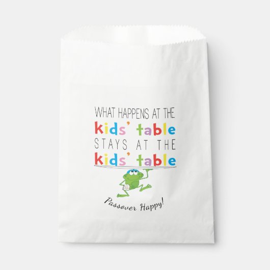 Sachets En Papier Passover "The Kids'Table" Goodie Favoriser Sac (Devant)