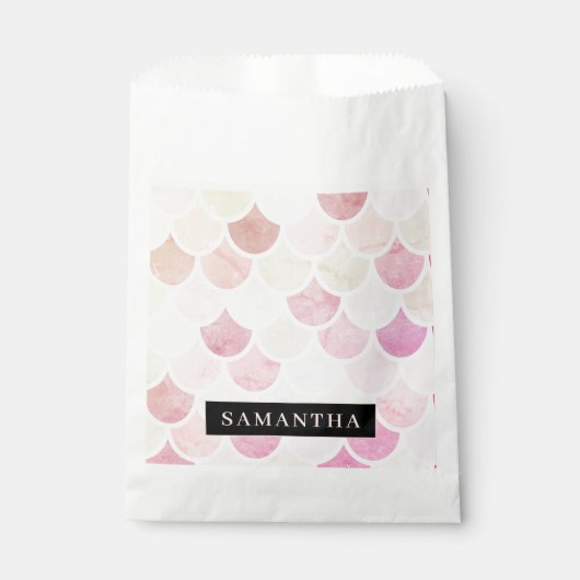 Sachets En Papier Pastel Aquarelle Sirène Motif avec nom (Devant)