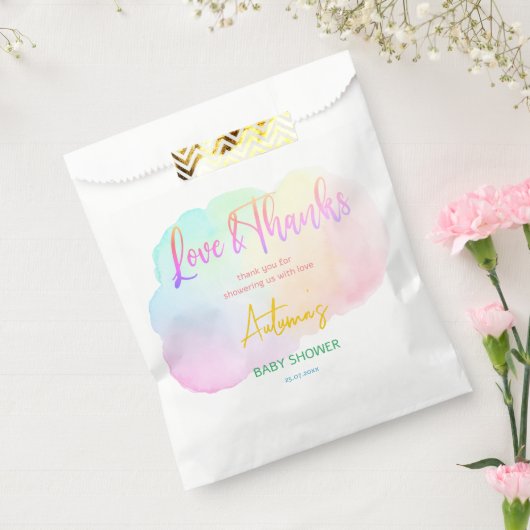 Sachets En Papier Pastel arc-en-ciel ombre baby shower (Scellé)