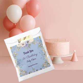 Sachets En Papier Pastel Blue Little Flower Bud Floral 1er anniversa