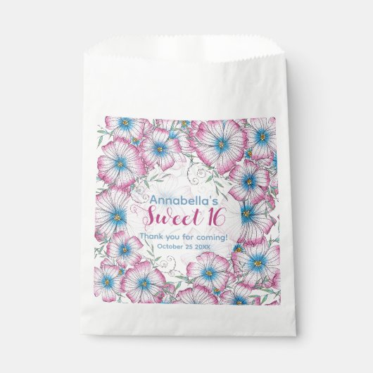 Sachets En Papier Pastel bohème Floral rose bleu doux 16 (Devant)