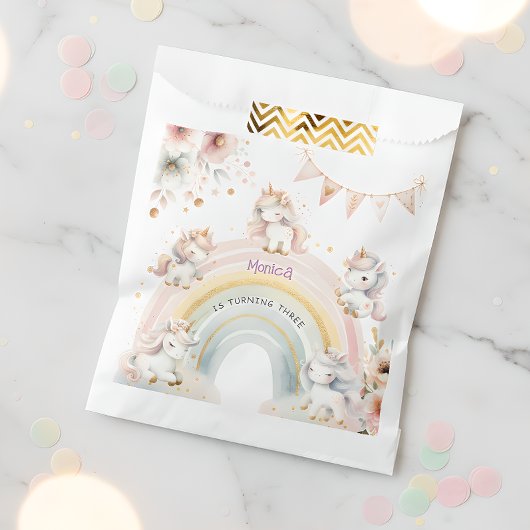 Sachets En Papier Pastel magique Whimsical unicorn anniversaire de e