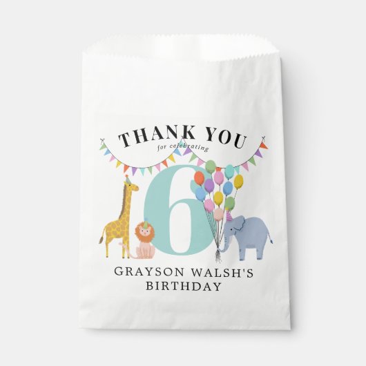 Sachets En Papier Pastel Party Animaux Anniversaire (Devant)