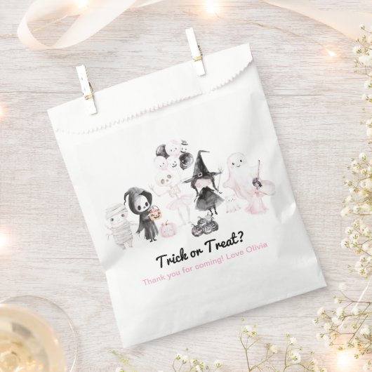 Sachets En Papier Pastel rose fille halloween anniversaire (Coupé)