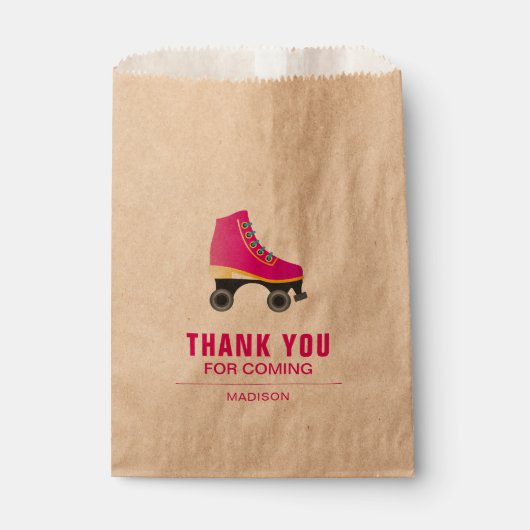 Sachets En Papier Patinage à rouleaux de patinage rose fête d'annive (Devant)