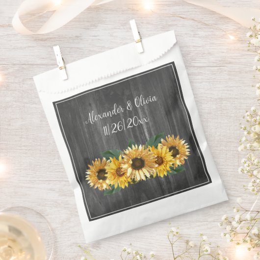 Sachets En Papier Patiné rustique Sunflower Wedding Favor Sac (Coupé)