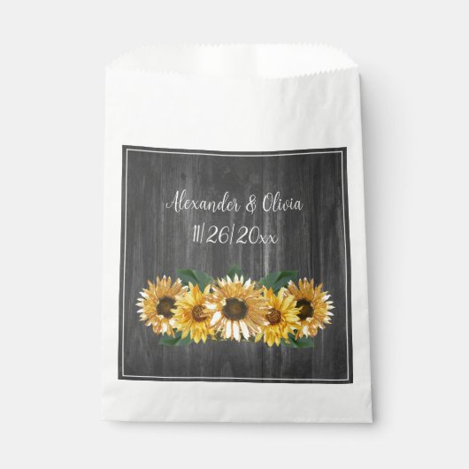 Sachets En Papier Patiné rustique Sunflower Wedding Favor Sac (Devant)