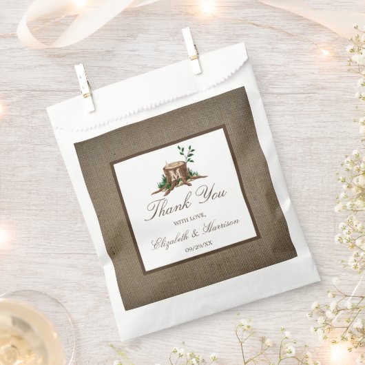 Sachets En Papier Pays Russe Monogramme Arbre et Mariage de Burlap (Coupé)