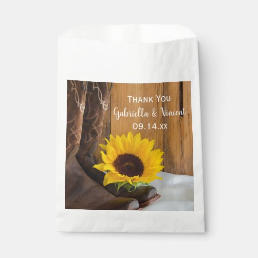 Sachets En Papier Pays Tournesol Ouest Mariage Merci (Devant)