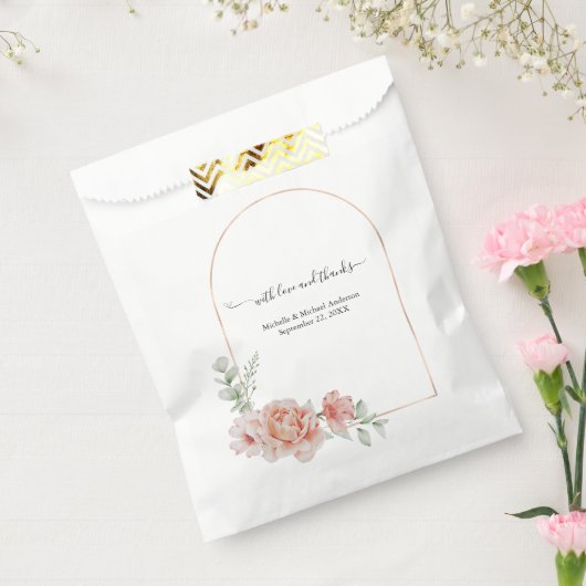 Sachets En Papier Peach Floral Aquarelle Rose or Arch Mariage (Scellé)