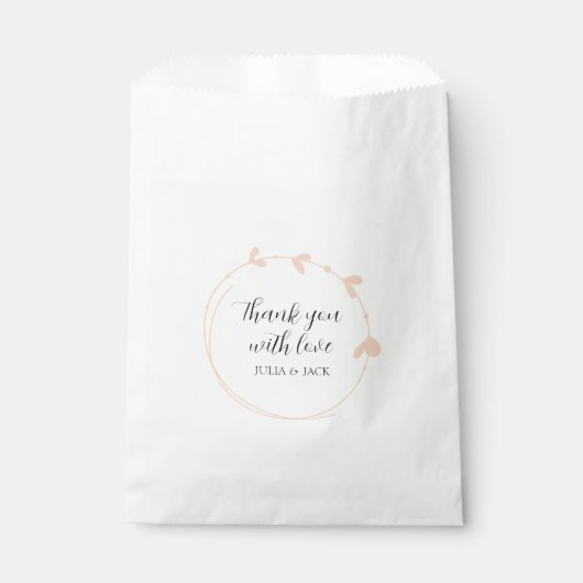 Sachets En Papier Peach Simple Heart Wreath Mariage (Devant)