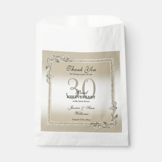 Sachets En Papier Pearl Gem & Parties scintillant 30e anniversaire d (Devant)