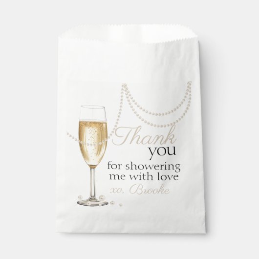 Sachets En Papier Pearls Prosecco élégante Fête des mariées merci (Devant)