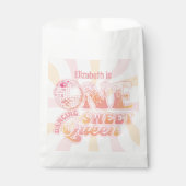 Sachets En Papier Pêche groovy rose disco Dancing Queen 1er annivers (Devant)