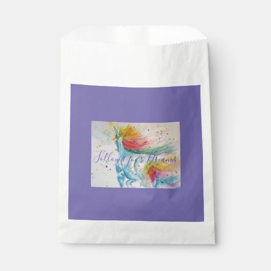 Sachets En Papier Peinture Unicorne Suivez vos rêves Aquarelle (Devant)
