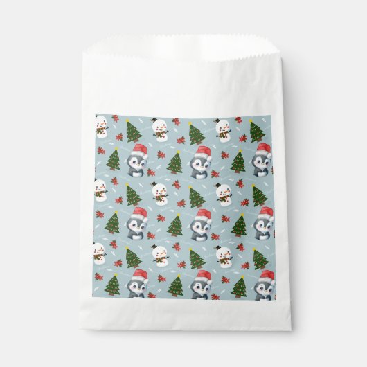 Sachets En Papier Penguin Père Noël Joyeux Joyeux motif d'arbre de N (Devant)