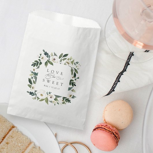 Sachets En Papier Peony blanc | Cadre floral "L'amour est doux" Mari