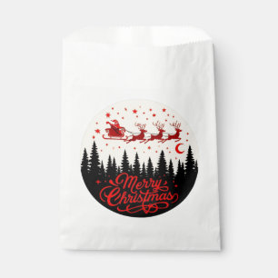 Sachets En Papier Père Noël Sleigh Joyeux Noël Forêt Scène Art
