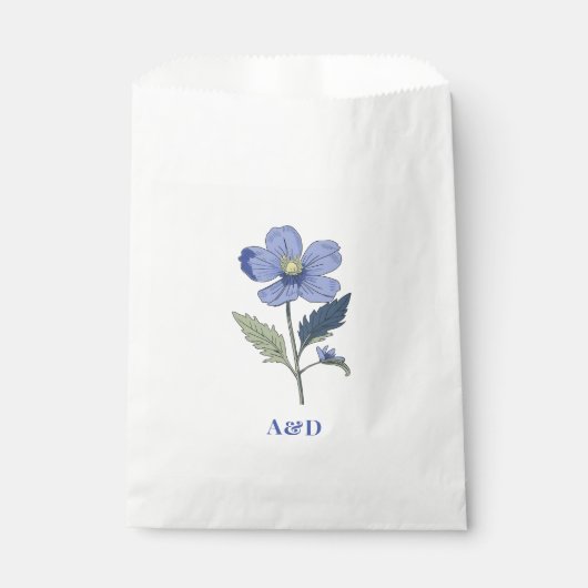 Sachets En Papier Périwinkle bleu Moderne Floral Mariage (Devant)