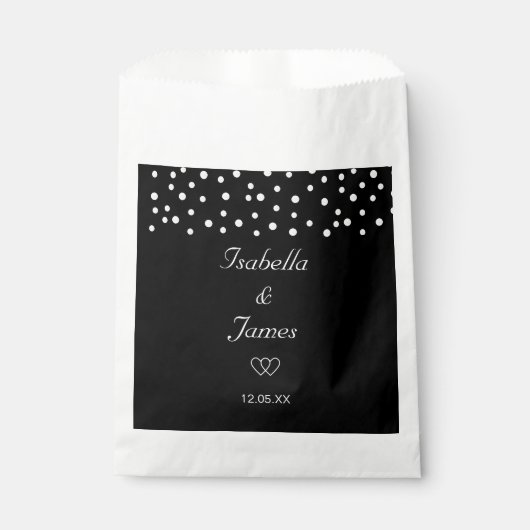 Sachets En Papier Perles chics sur Mariage noir & blanc (Devant)
