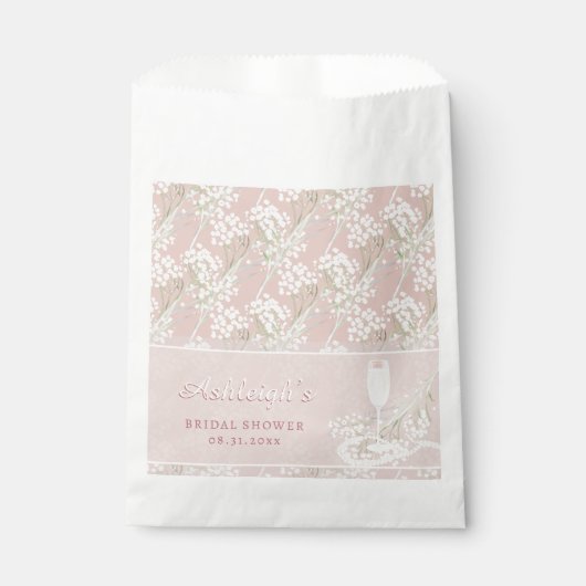 Sachets En Papier Perles & Prosecco Babys Breath Blush Fête des mari (Devant)