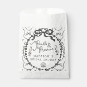 Sachets En Papier Perles & Prosecco Coquette noire à nœud Mariage (Devant)