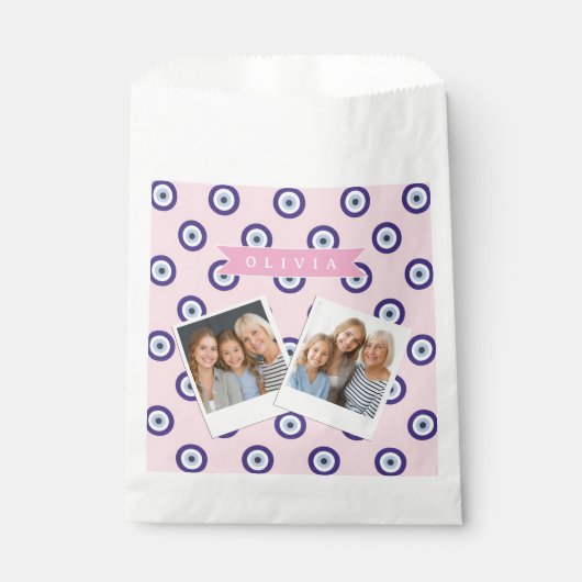 Sachets En Papier Personalized Pink Evil Eye Pattern Gifts With Name (Devant)