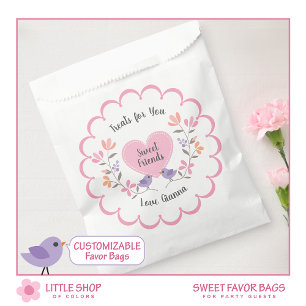 Sachets En Papier Personnalisable Rose Floral Sweet 16 Anniversaire