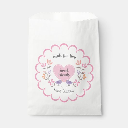 Sachets En Papier Personnalisable Rose Floral Sweet 16 Anniversaire (Devant)