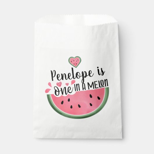 Sachets En Papier Personnalisé Dans Un Melon Anniversaire (Devant)