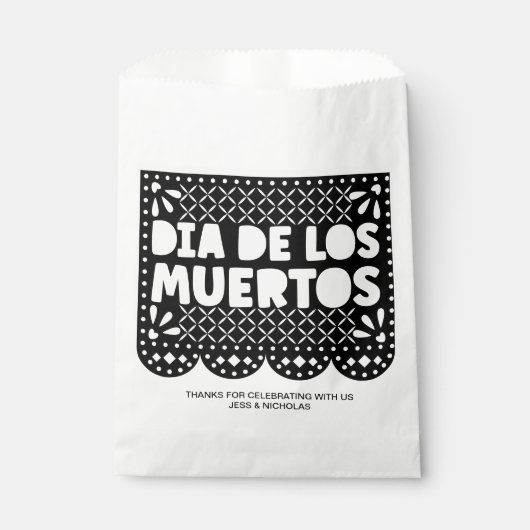 Sachets En Papier Personnalisé Dia de los Muertos Black Picado Papel (Devant)