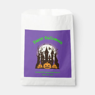 Sachets En Papier Personnalisé Happy Halloween Haunted Maison violet