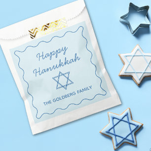Sachets En Papier Personnalisé Jewish Star Blue Happy Hanoukka Party