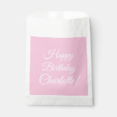 Sachets En Papier Personnaliser avec nom, Joyeux Anniversaire, rose (Devant)