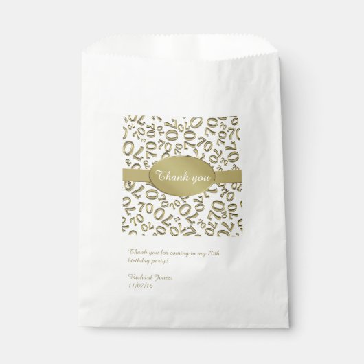 Sachets En Papier Personnaliser : Merci 70e anniversaire thème de fê (Devant)