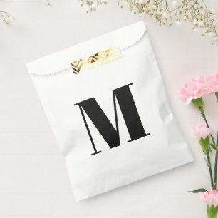 Sachets En Papier Personnaliser monogramme initial noir blanc