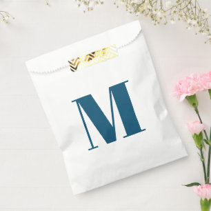 Sachets En Papier Personnaliser monogramme initial turquoise bleu bl