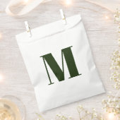 Sachets En Papier Personnaliser monogramme initial vert foncé blanc (Coupé)