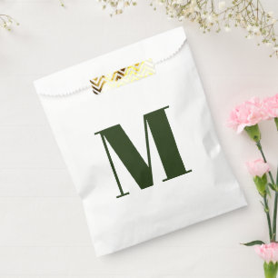 Sachets En Papier Personnaliser monogramme initial vert foncé blanc