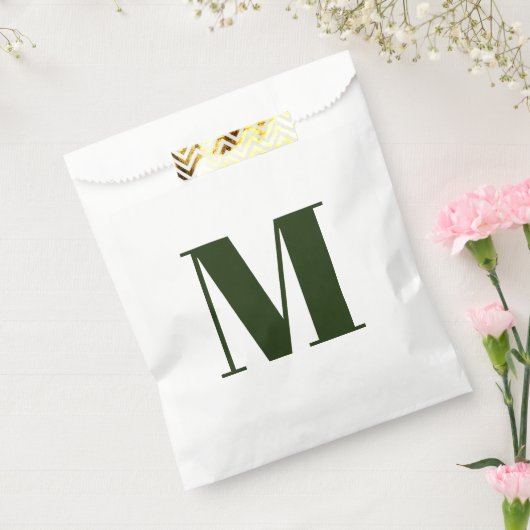 Sachets En Papier Personnaliser monogramme initial vert foncé blanc (Scellé)