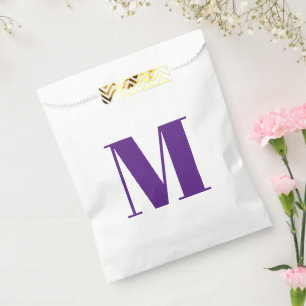 Sachets En Papier Personnaliser monogramme initial violet blanc