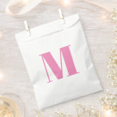 Sachets En Papier Personnaliser monogramme rose initial blanc (Coupé)
