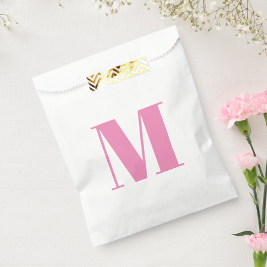 Sachets En Papier Personnaliser monogramme rose initial blanc (Scellé)