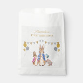 Sachets En Papier Personnaliser Peter lapin lin gris 1er anniversair (Devant)