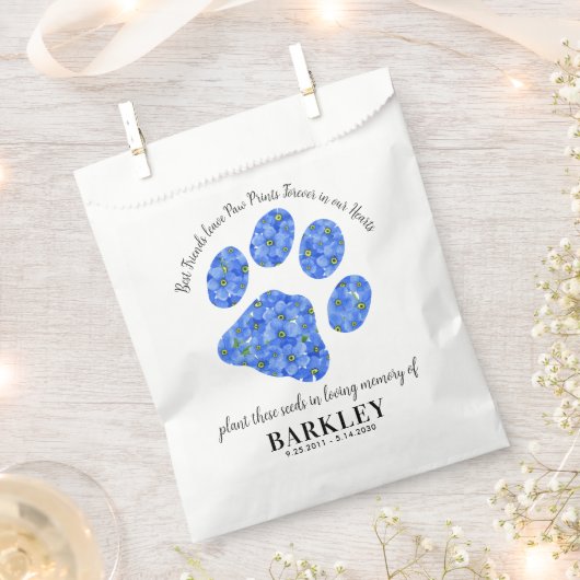 Sachets En Papier Pet Memorial Seed Packet Empreinte de patte Oublie (Coupé)