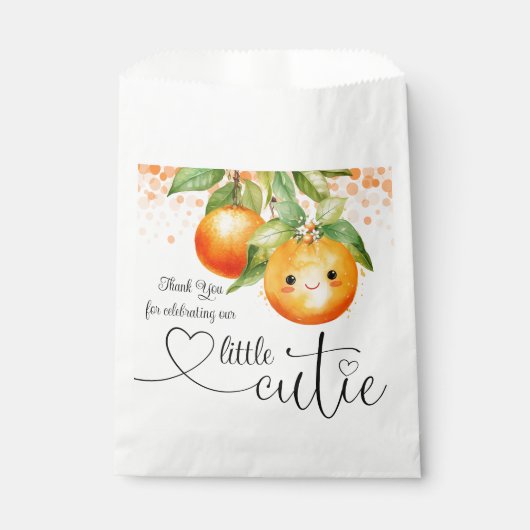 Sachets En Papier Petit Baby shower de Citrus orange Cutie (Devant)