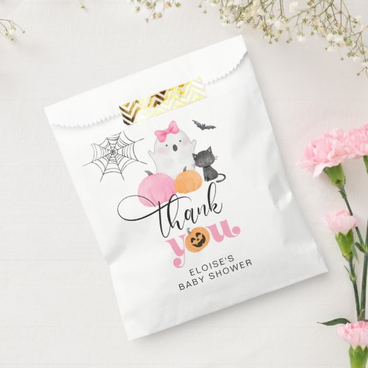 Sachets En Papier Petit baby shower éffrayant rose Boo merci (Scellé)