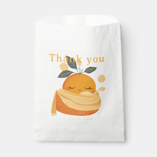 Sachets En Papier Petit Baby shower orange mignon (Devant)